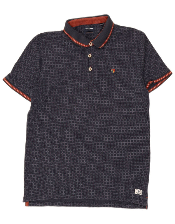 JACK & JONES Premium poloshirt til mænd Medium marineblå geometrisk bomuld