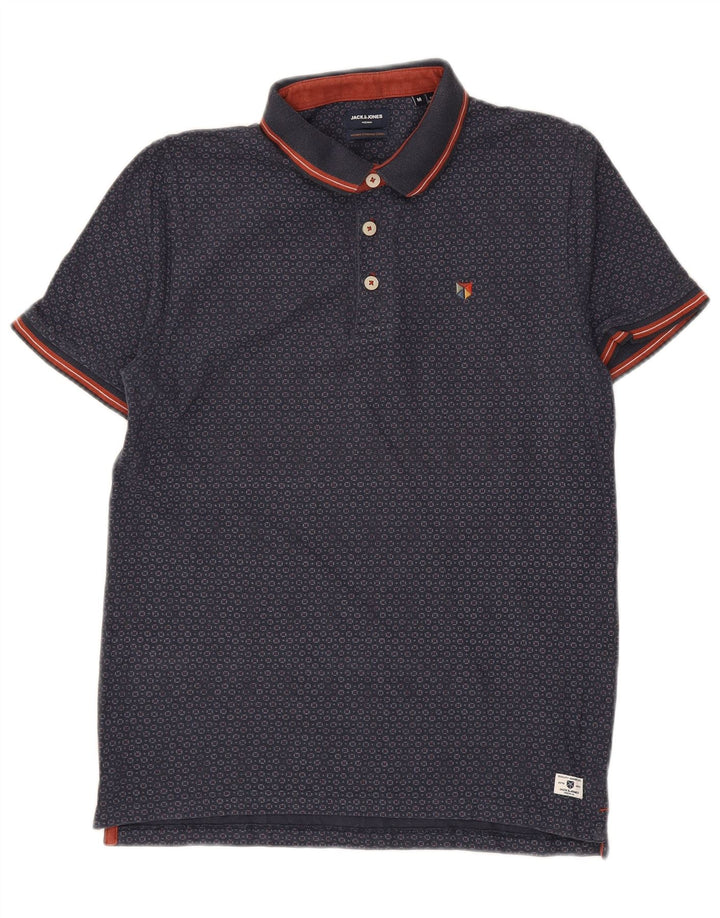 JACK & JONES Premium poloshirt til mænd Medium marineblå geometrisk bomuld