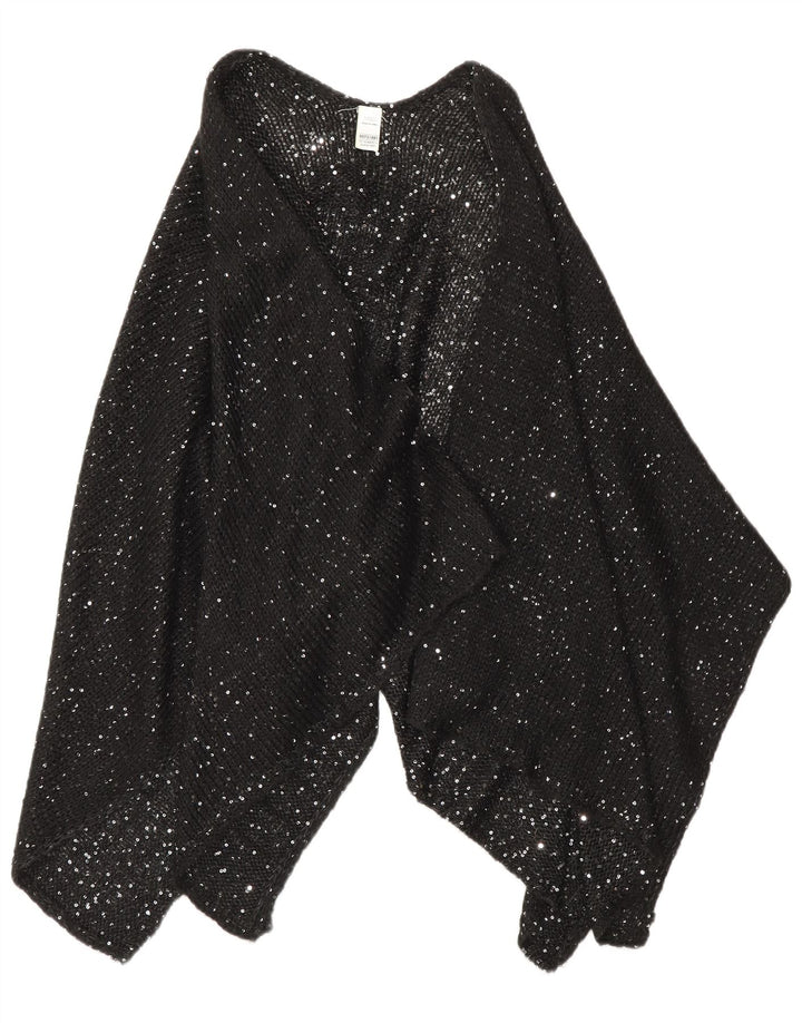 Marks & Spencer Dame Poncho Jumper One Size Sort Flecked Acryl