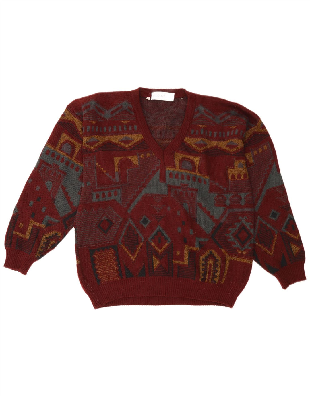 UMBERTO ROSETTI Herre V-hals sweater IT 48/50 Medium Maroon