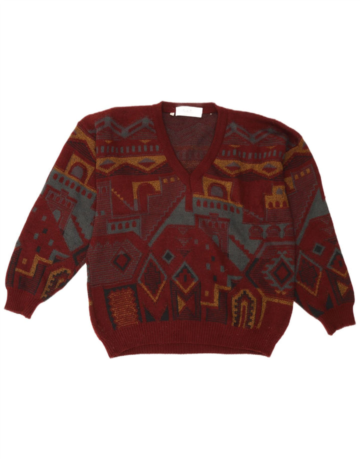 UMBERTO ROSETTI Herre V-hals sweater IT 48/50 Medium Maroon