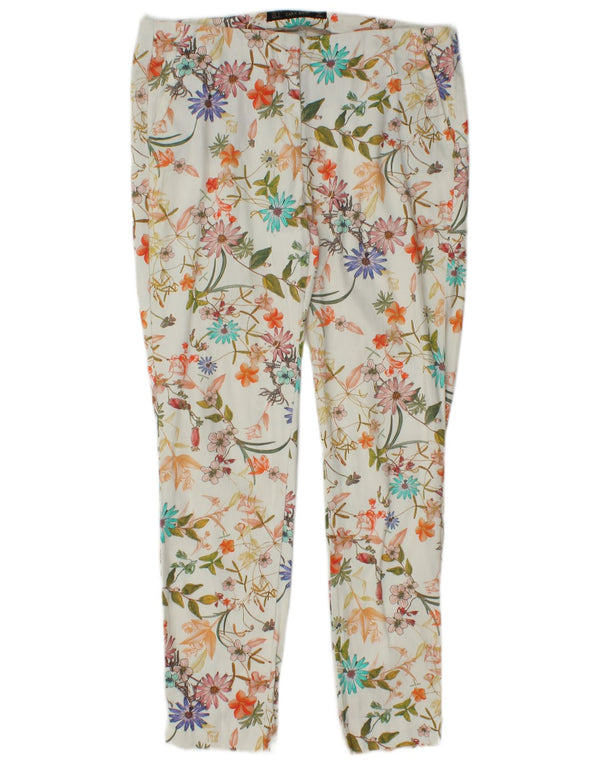 Zara Dame Slim Chino Bukser Small W30 L26 White Floral