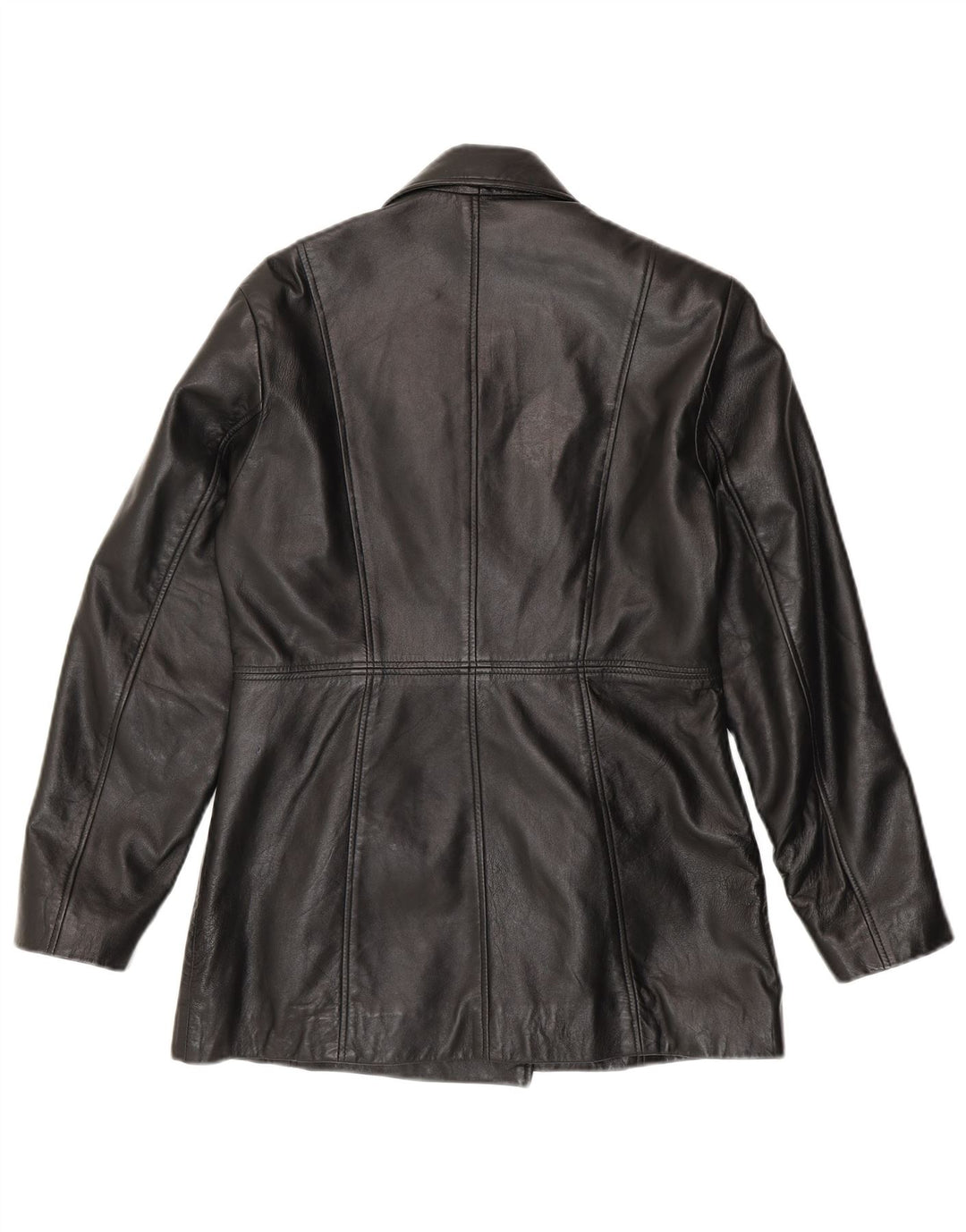 RIVER ISLAND Womens Double Breasted Jacket UK 14 Medium Black Leather
