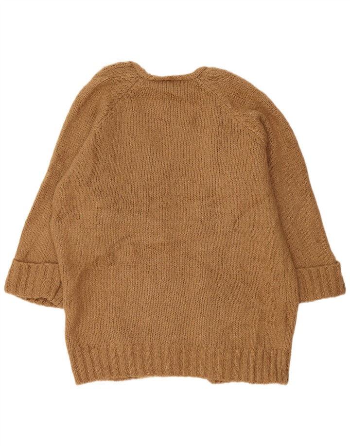 ZARA Womens Oversized Longline Open Cardigan Sweater UK 10 Small Brown