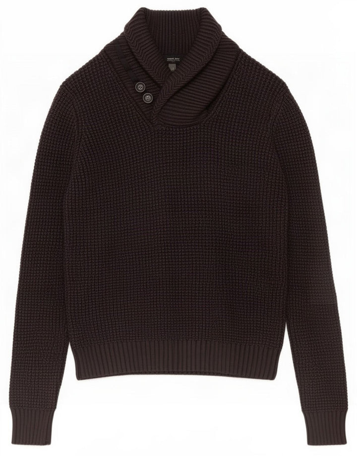 ONE WAY Herre Shawl Neck Jumper Sweater Medium Grå Uld