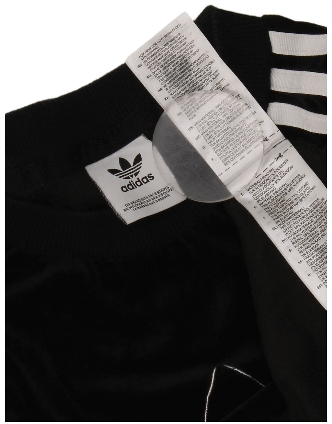 Adidas Dame Grafisk Top Langærmet UK 12 Medium Sort Bomuld
