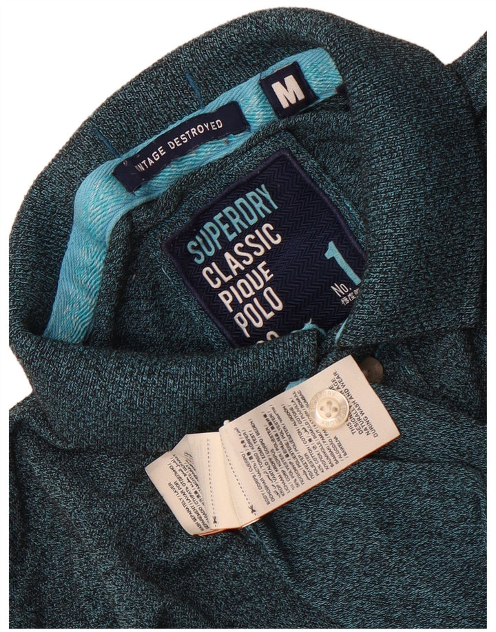 Superdry Poloskjorte til mænd, mellemgrøn flekket polyester