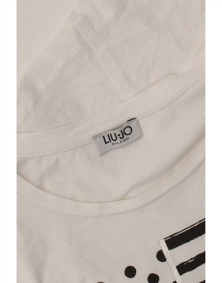 Liu Jo Dame Milano Grafisk Bluse Top UK 12 Medium White