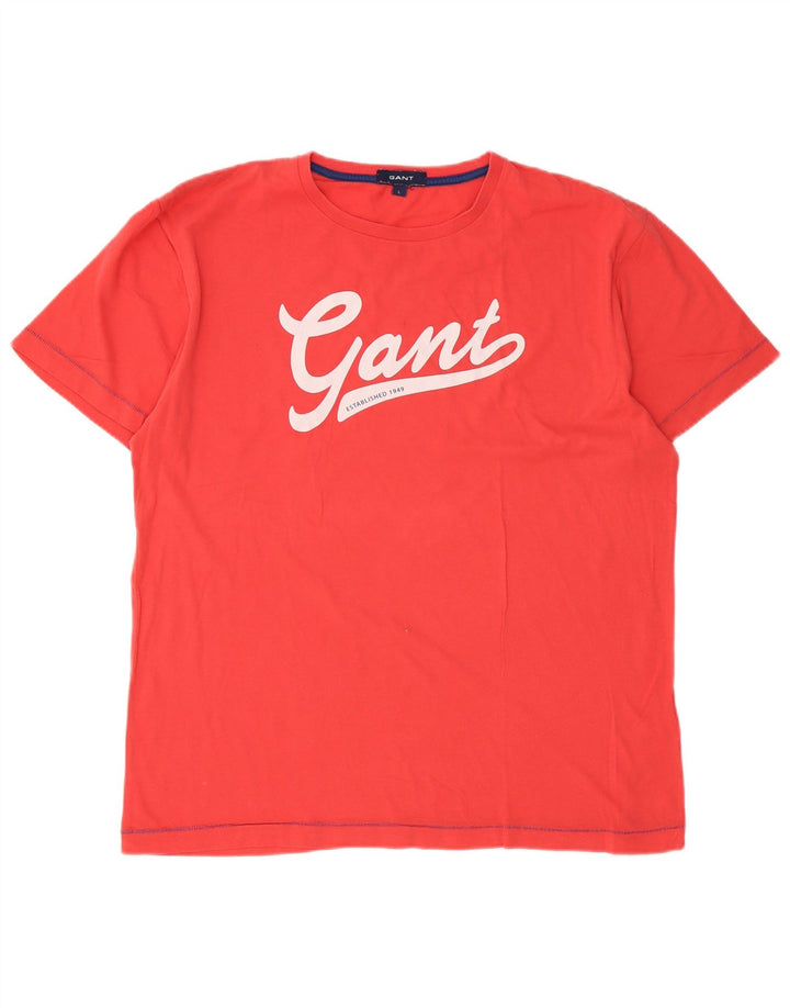Gant Herre Grafisk T-Shirt Top Stor Rød Bomuld
