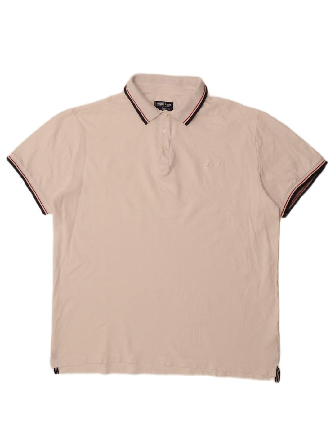 WOOLRICH Mens Polo Shirt XL White Cotton