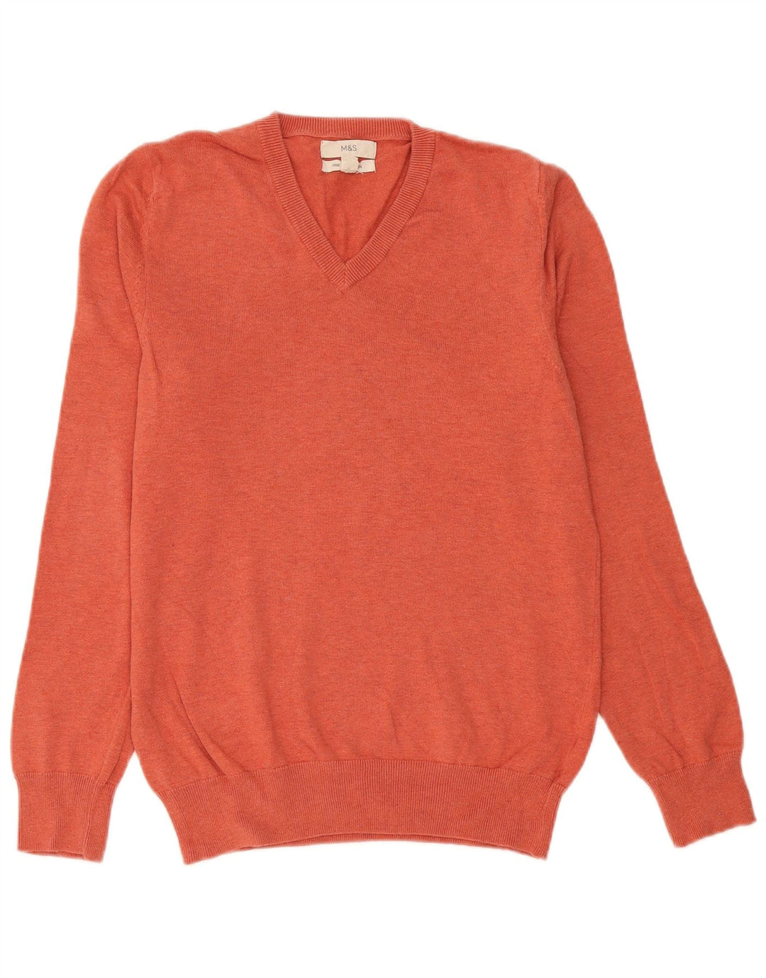 Marks & Spencer Herre V-hals sweater lille orange bomuld