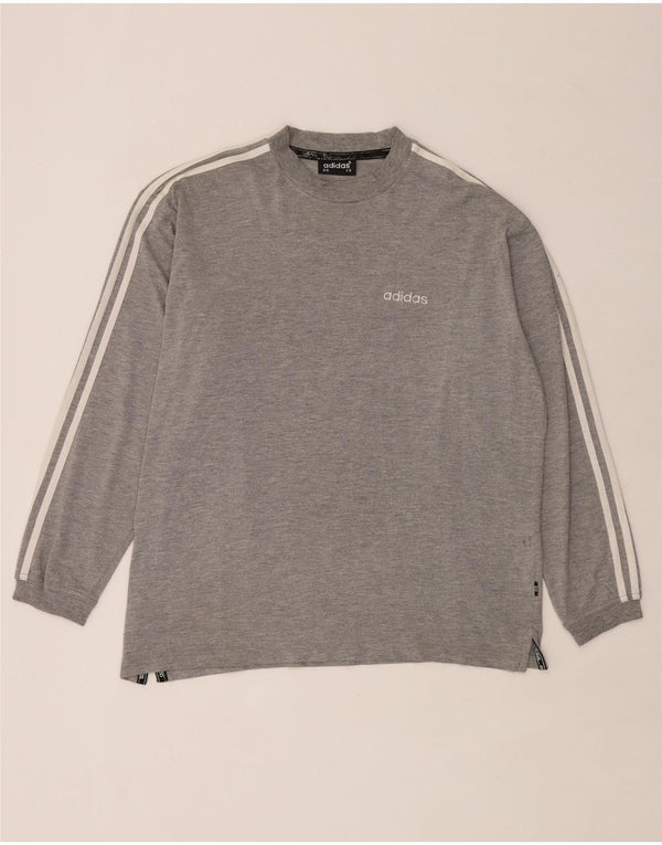 Adidas Herre Top Langærmet UK 38/40 Medium Grey Flecked Bomuld
