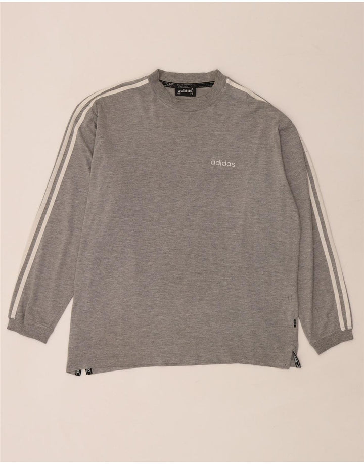 Adidas Herre Top Langærmet UK 38/40 Medium Grey Flecked Bomuld
