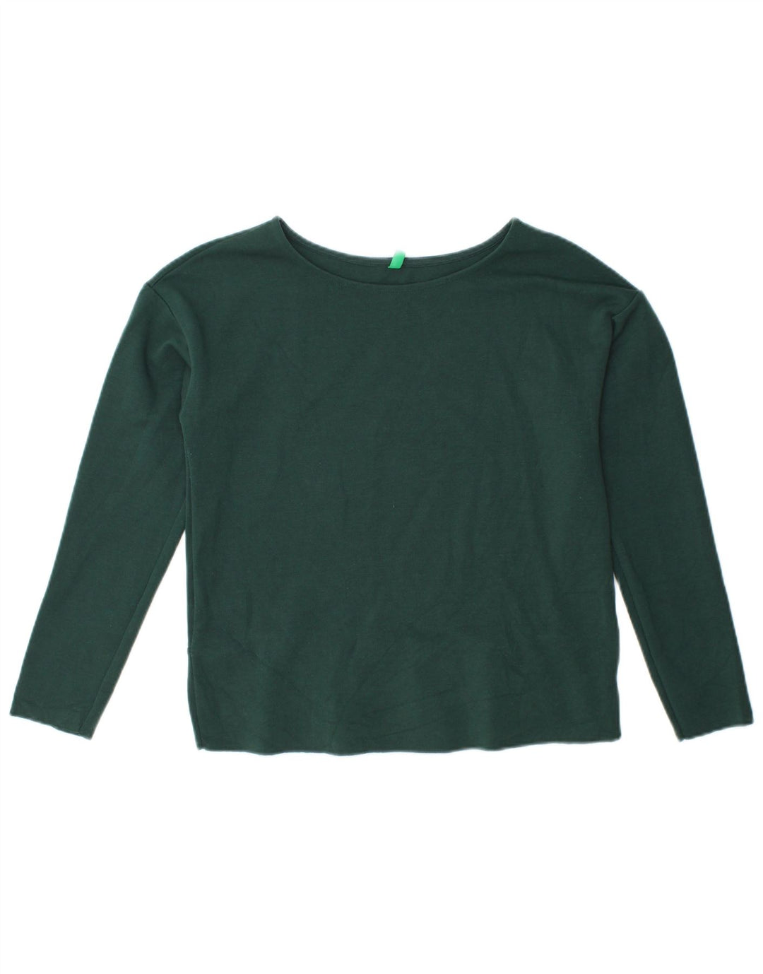 BENETTON Dame Crop Top Langærmet UK 12 Mellemgrøn