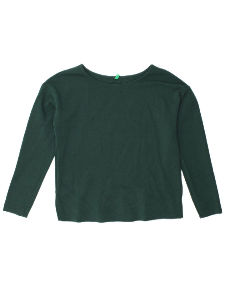 BENETTON Dame Crop Top Langærmet UK 12 Mellemgrøn