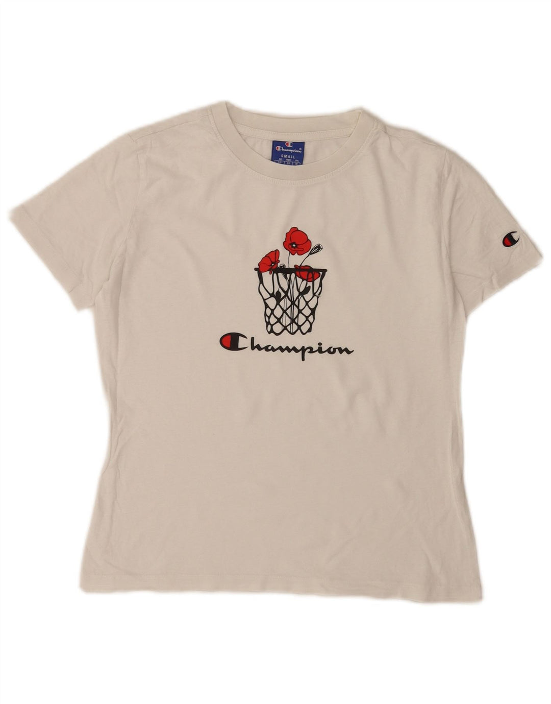 Champion Dame Grafisk T-Shirt Top UK 10 Small White
