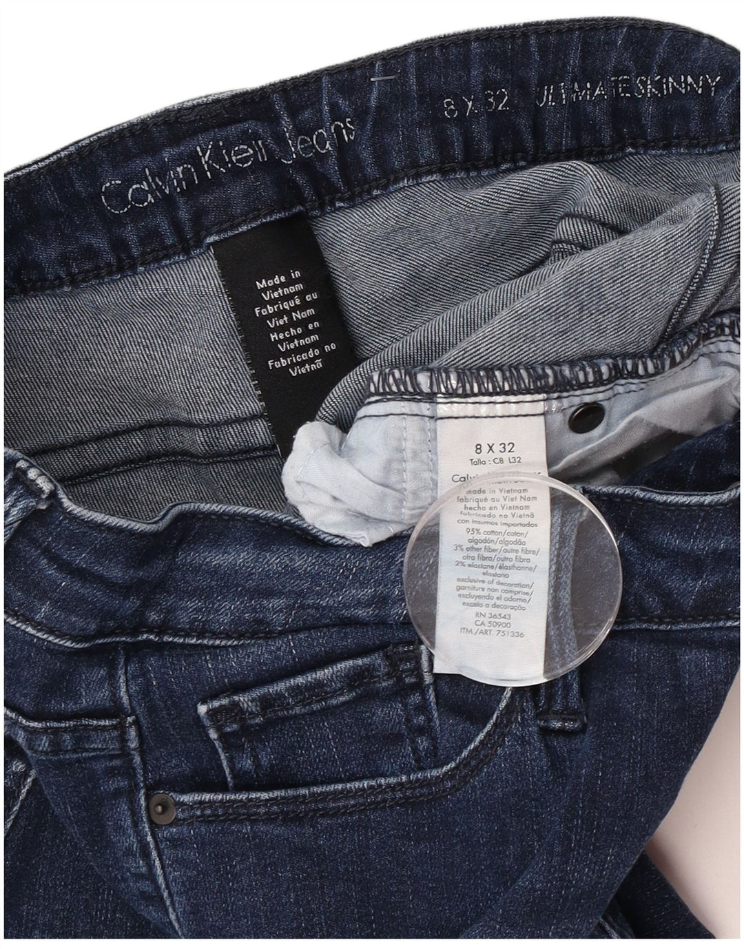 Calvin Klein Dame Slim Jeans US 8 Medium W32 L32 Blå Bomuld
