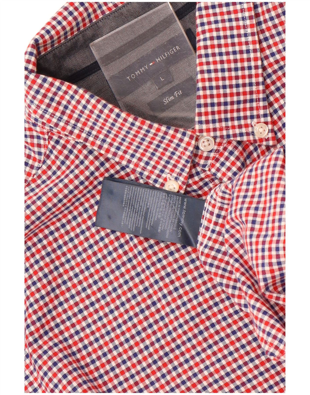 Tommy Hilfiger Herre Slim Fit skjorte Stor flerfarvet Gingham Bomuld