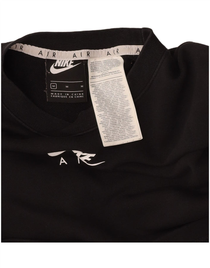 NIKE Womens Oversized Crop Sweatshirt Jumper UK 14 Medium Black Sports