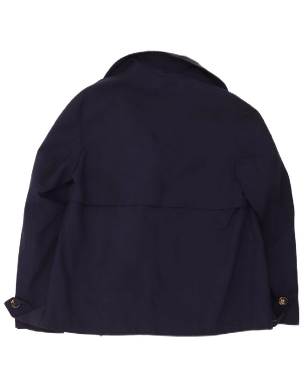 Marks & Spencer Womens Short Trench Coat UK 14 Large Navy Blue Polyester