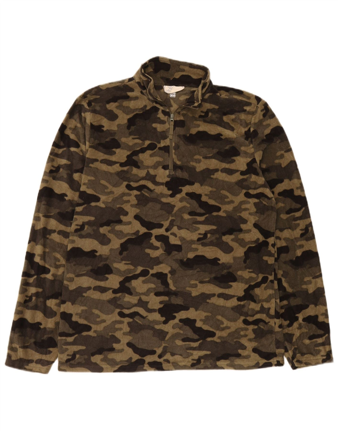 Mountain Warehouse Herre Zip Neck Fleece Jumper Medium Beige Camouflage