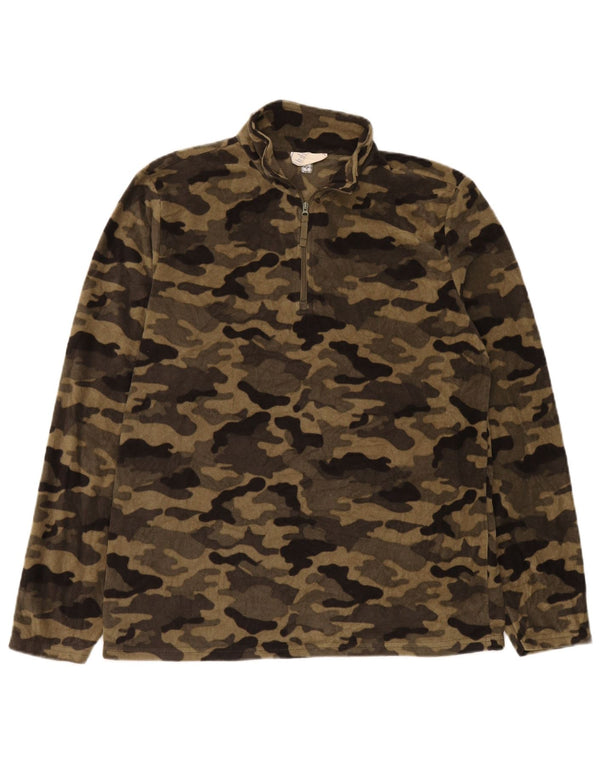 Mountain Warehouse Herre Zip Neck Fleece Jumper Medium Beige Camouflage