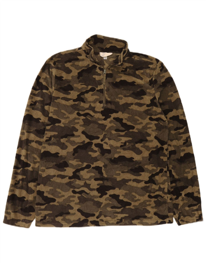 Mountain Warehouse Herre Zip Neck Fleece Jumper Medium Beige Camouflage