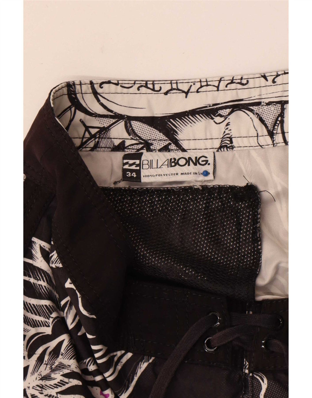 Billabong Herre grafiske svømmeshorts store sorte blomster polyester