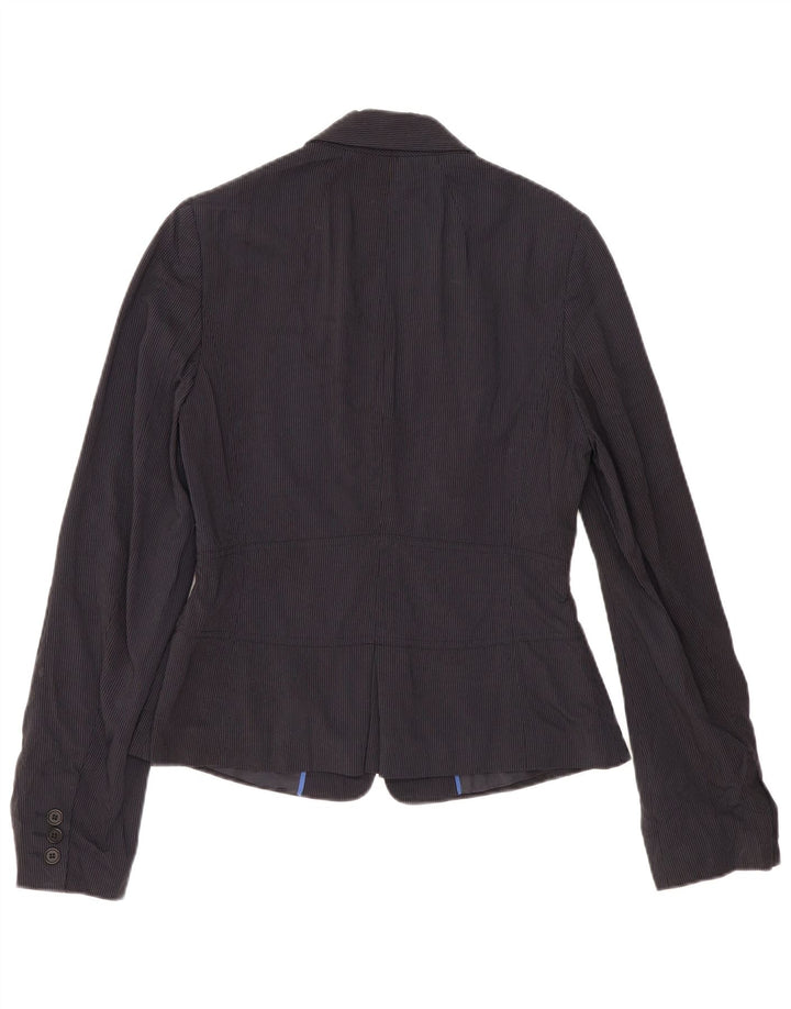 Reiss Dame 2 Button Blazer Jacket UK 12 Medium Navy Blue Pinstripe