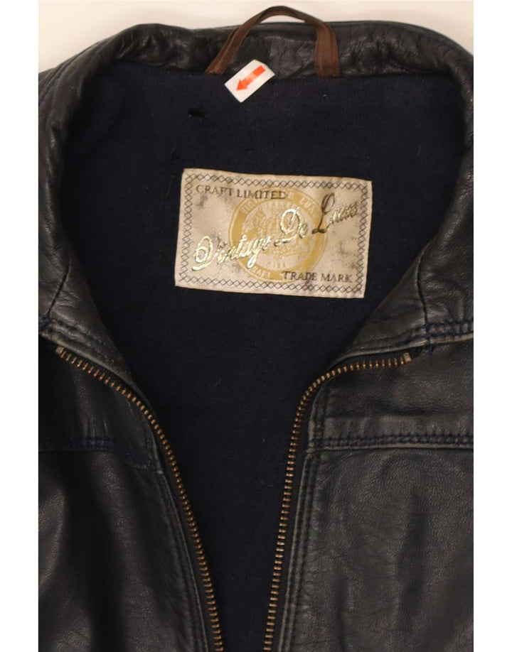 Vintage læderjakke til kvinder IT 42 Medium sort læder