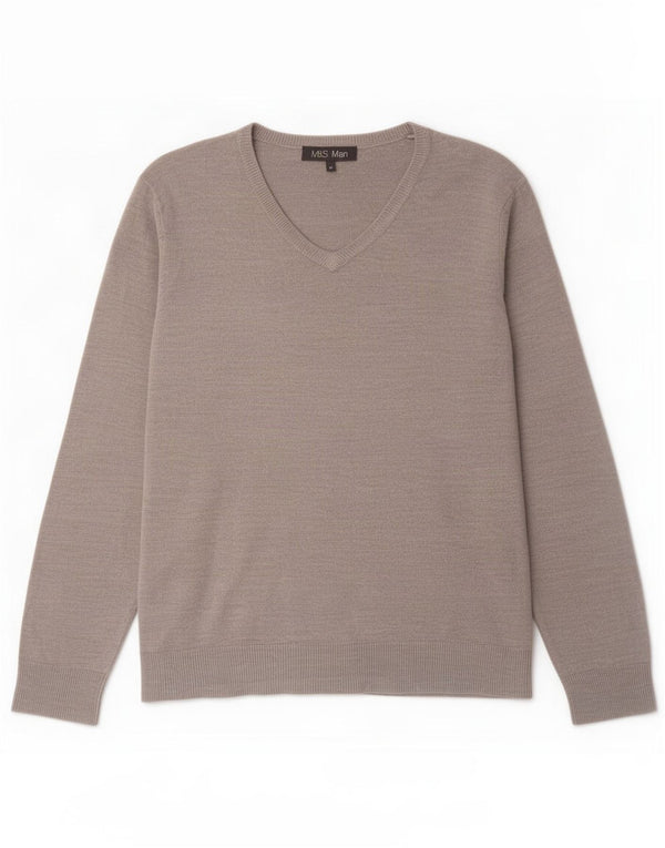 Marks & Spencer Herre V-hals sweater Medium Grå Akryl