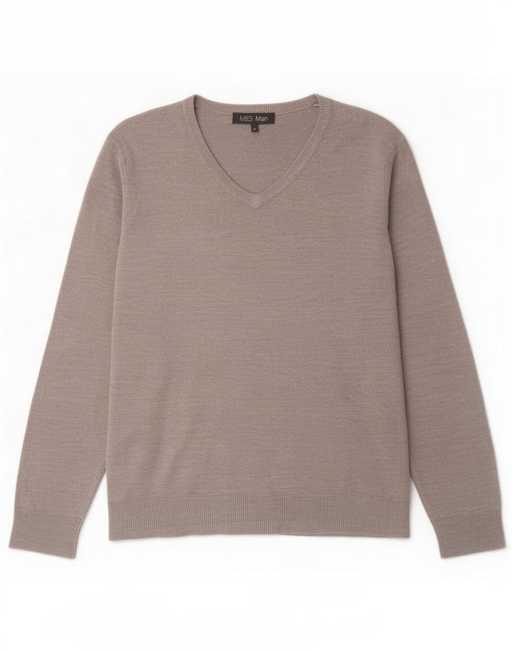 Marks & Spencer Herre V-hals sweater Medium Grå Akryl