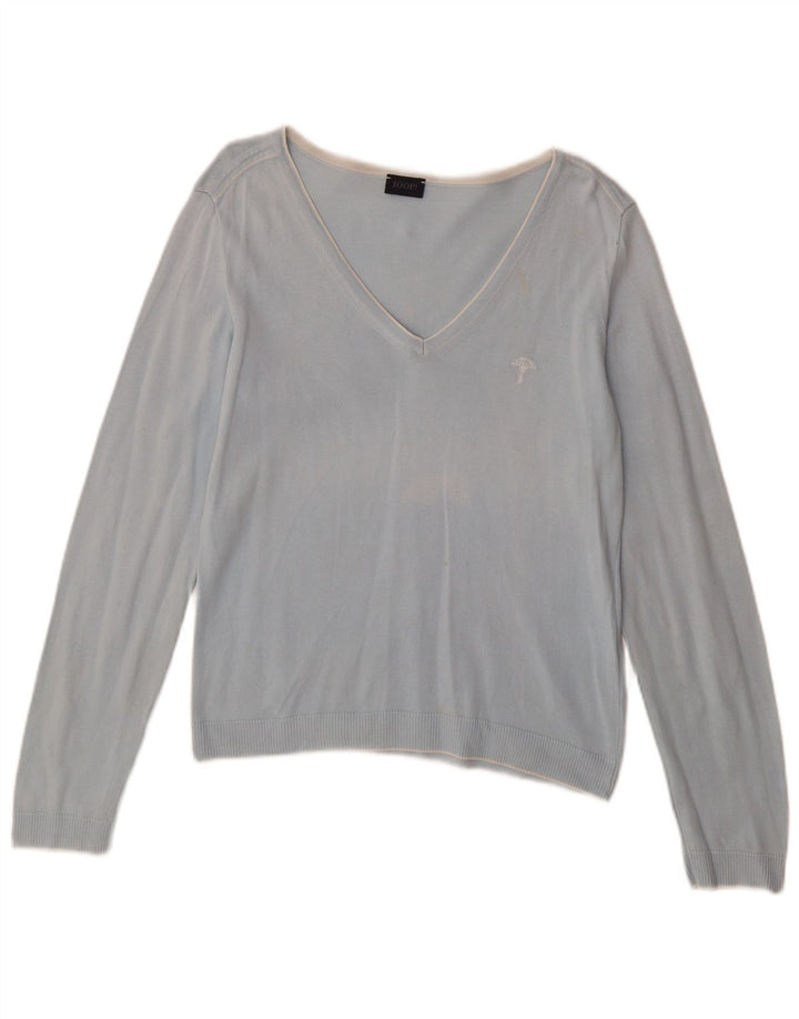 JOOP Dame V-hals sweater EU 38 Medium Blue Bomuld