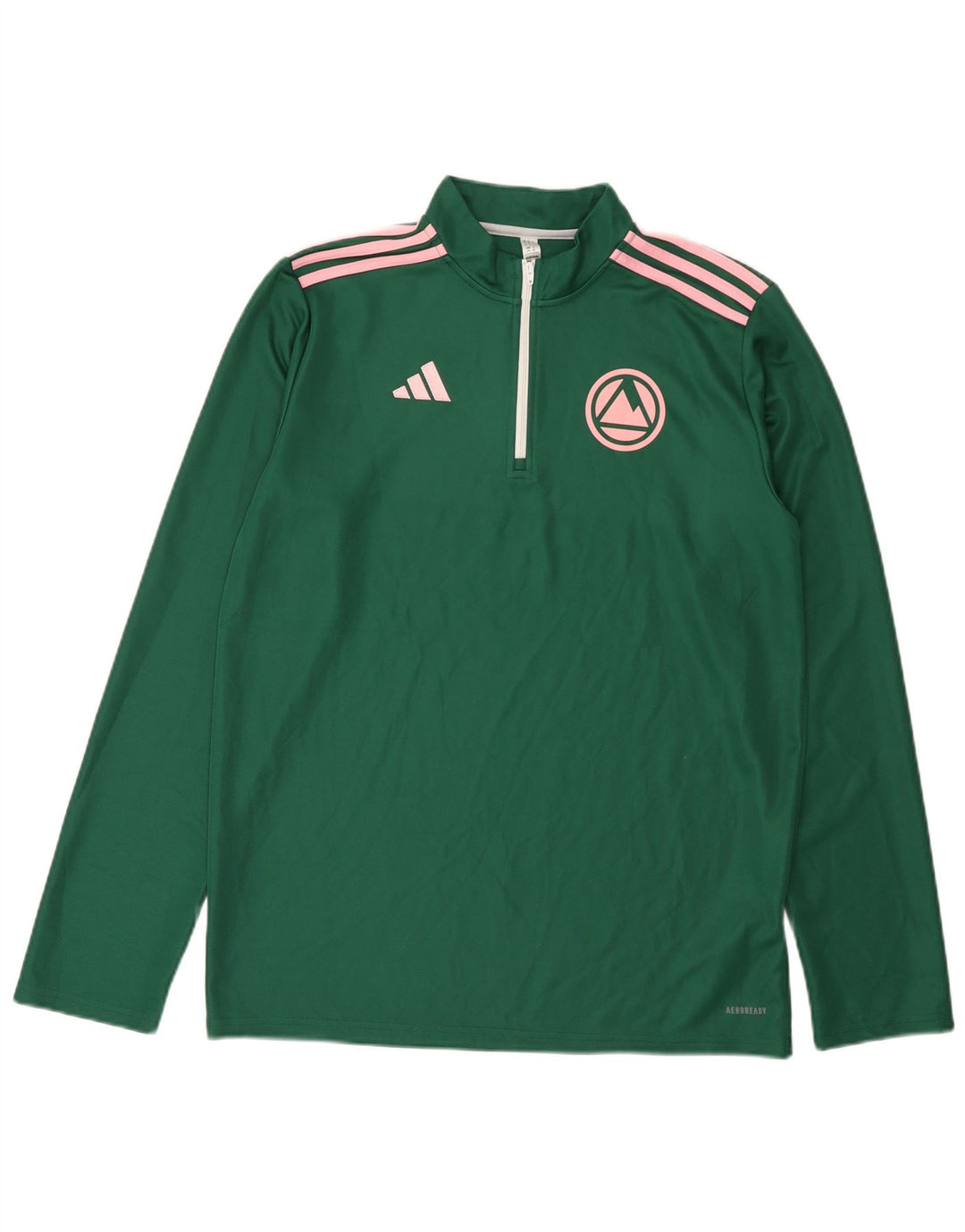 Adidas Herre Aeroready Zip Neck Pullover Træningsdragt Top Stor Grøn Polyester