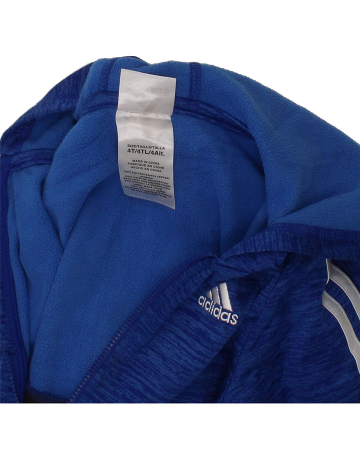 ADIDAS Boys Zip Hoodie Sweater 3-4 Years Blue Colourblock Polyester Vintage Adidas and Second-Hand Adidas from Messina Hembry 