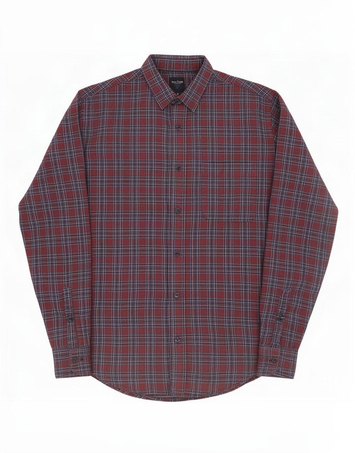 James Pringle Herre flannelskjorte Medium Bourgogne ternet polyester