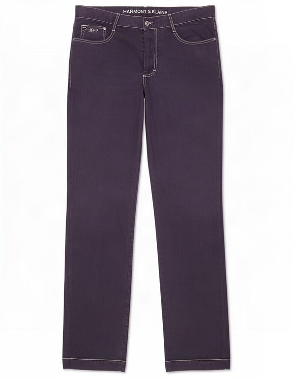 Harmont & Blaine Lige fritidsbukser til mænd W36 L35 Navy Blue Cotton