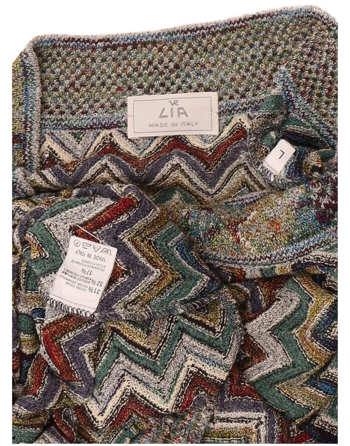 Vintage Herre V-hals sweater Stor flerfarvet Chevron Akryl