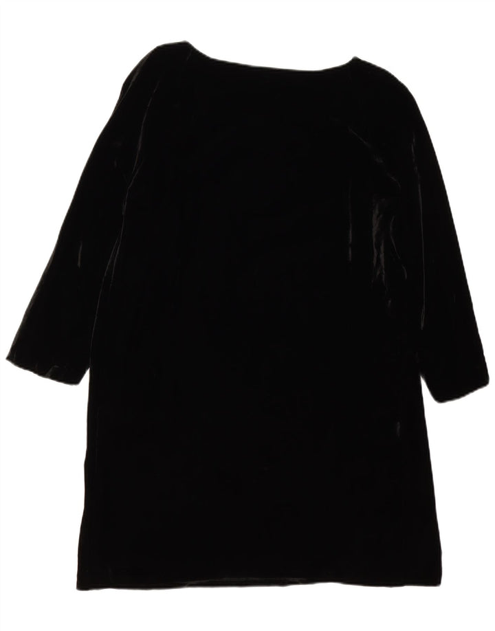 ASPESI Womens Velvet 3/4 Sleeve Shift Dress IT 44 Medium Black