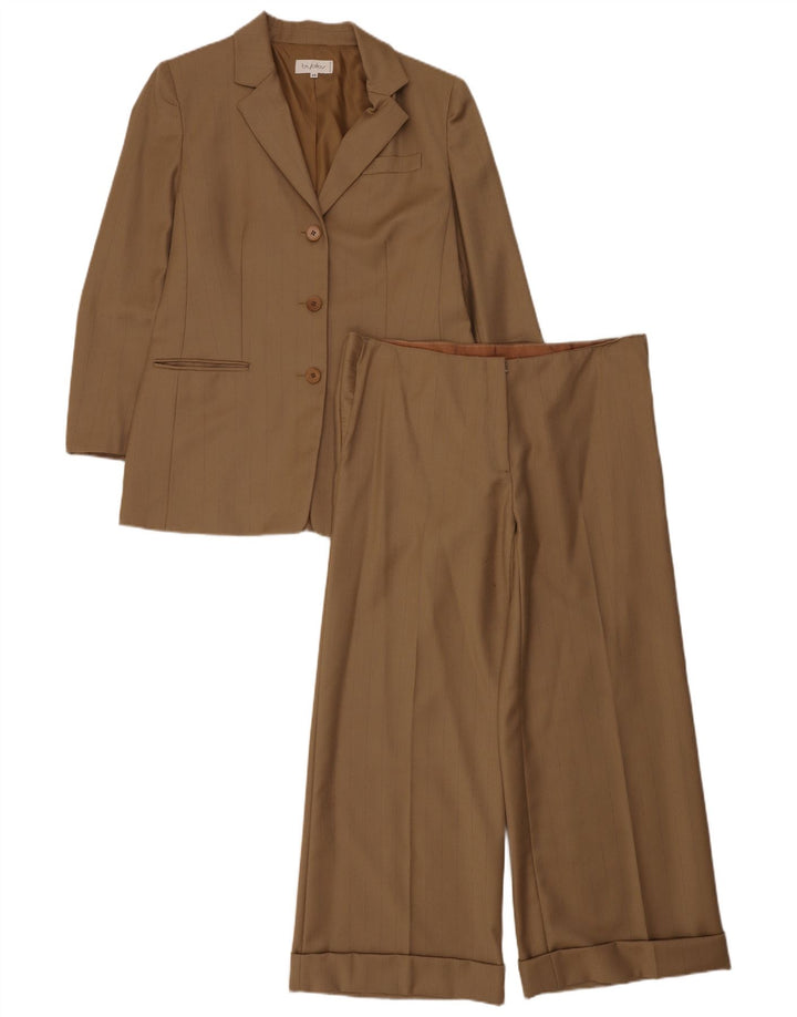 Byblos Dame 3-knap 2-delt jakkesæt IT 46 Large W36 L27 Khaki nålestribe