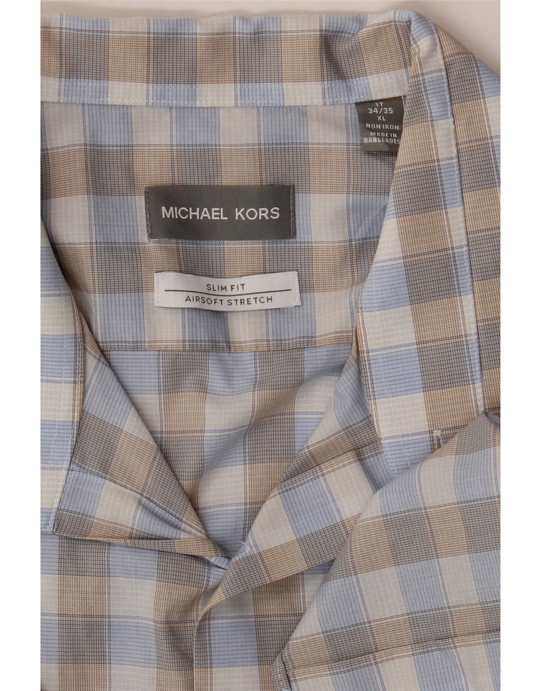 MICHAEL KORS Mens Slim Fit Shirt Size 17 XL Blue Check Cotton Vintage Michael Kors and Second-Hand Michael Kors from Messina Hembry 