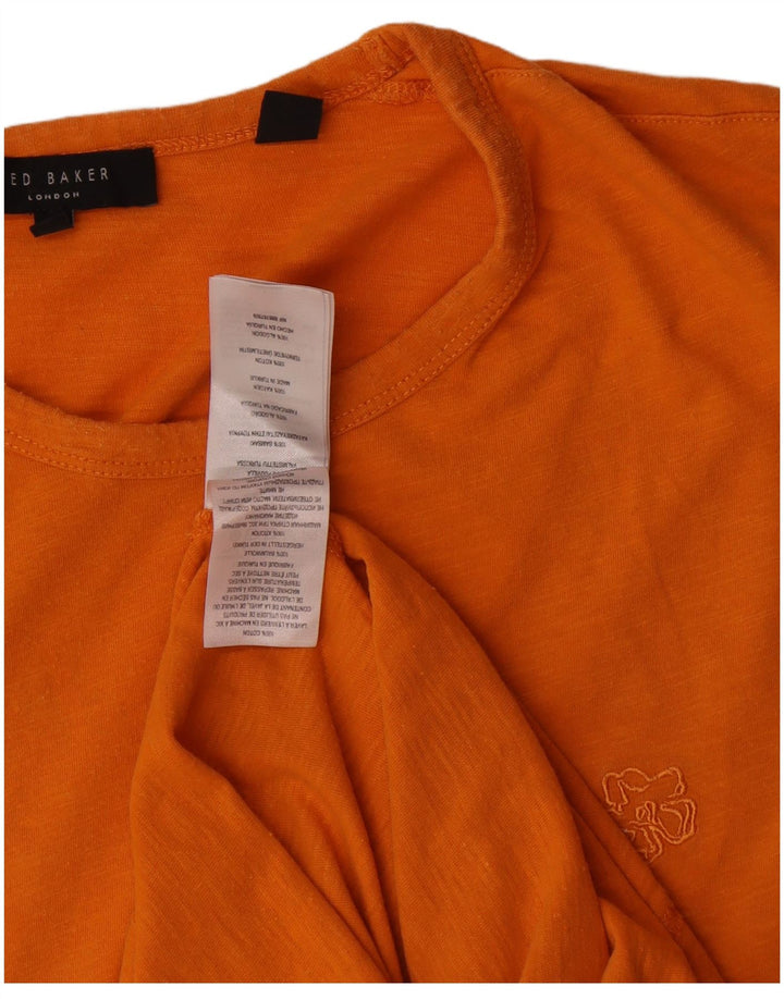 Ted Baker Herre T-Shirt Top Størrelse 3 Medium Orange Bomuld