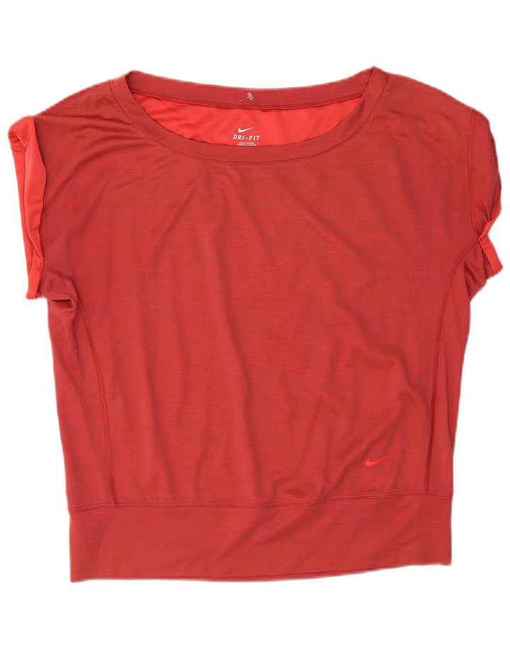 Nike Dame Dri Fit Oversized T-Shirt Top UK 16 Stor Rød Polyester