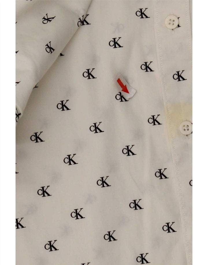 Calvin Klein Jeans Herre Grafisk Slim Fit Skjorte Medium Hvid Bomuld