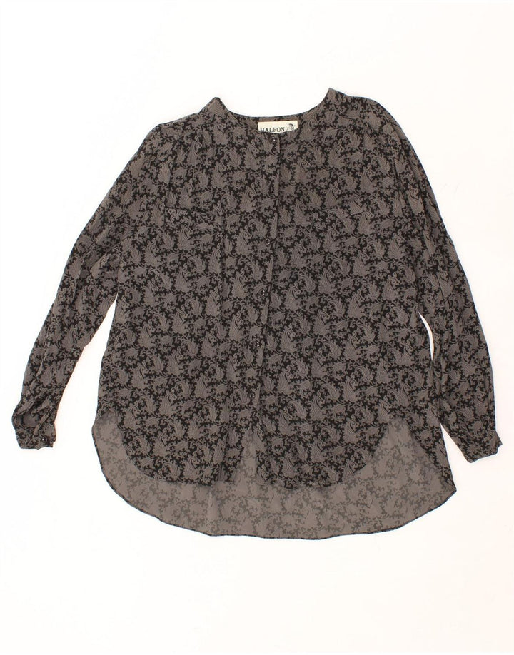 HALFON Womens Shirt Blouse IT 46 Large Black Paisley Viscose Vintage Halfon and Second-Hand Halfon from Messina Hembry 