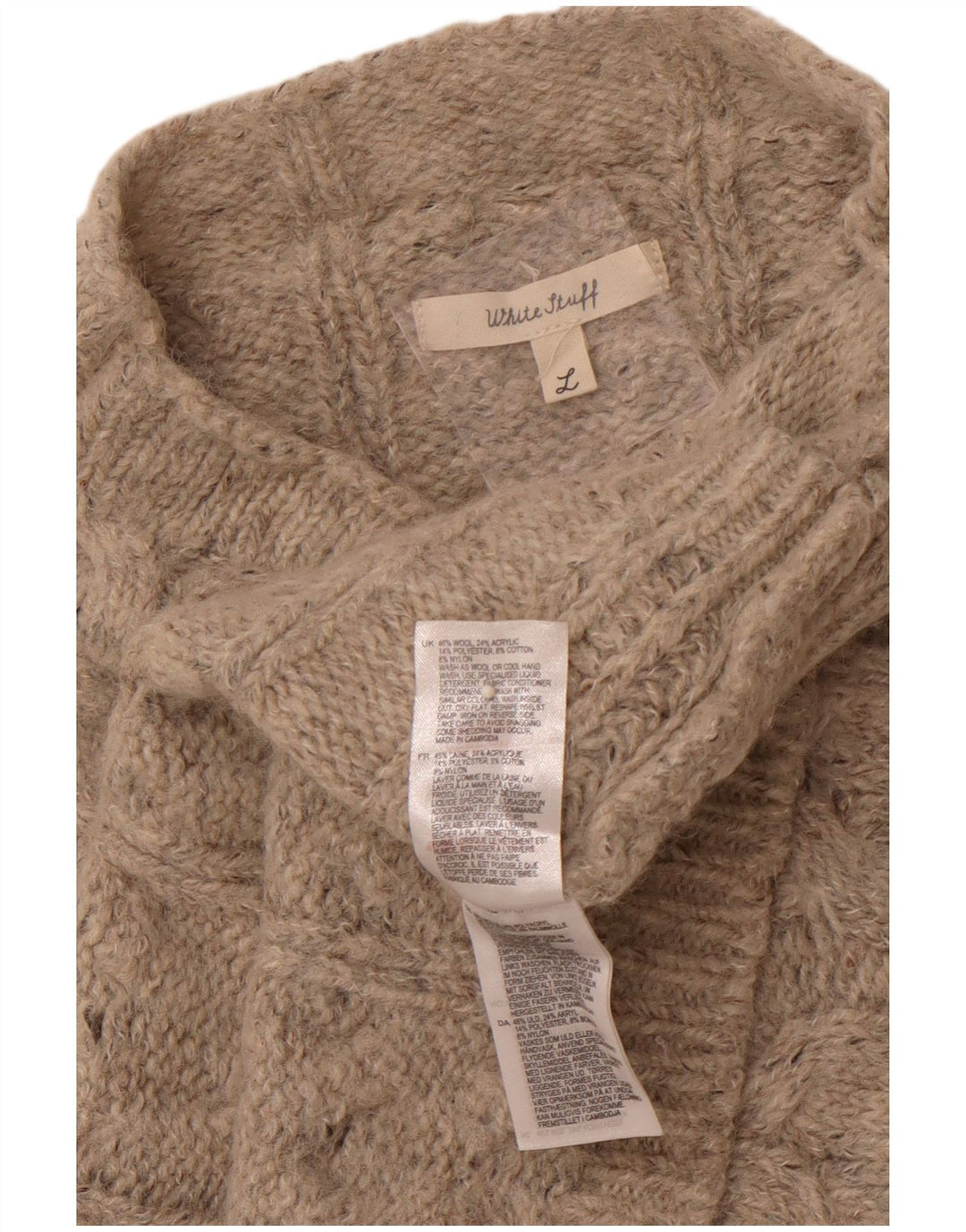 WHITE STUFF Dame Oversized Turtle Neck Vest Tank Top UK 16 Large Grå