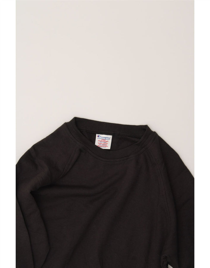 CHAMPION Womens Crop Sweatshirt Jumper UK 14 Medium Black Cotton Vintage Champion and Second-Hand Champion from Messina Hembry 