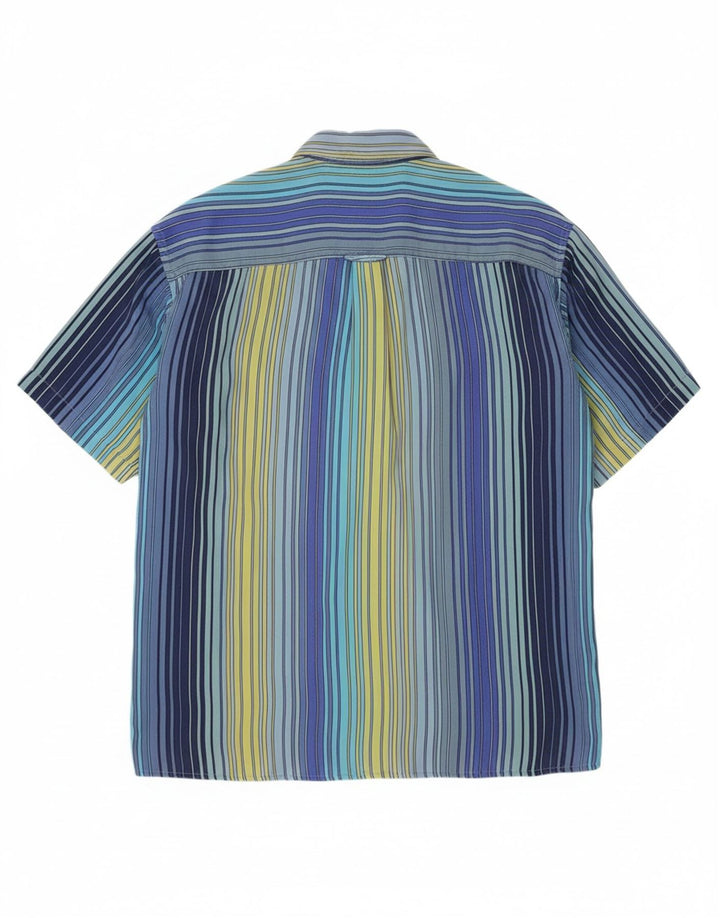 KEY WEST Mens Loose Fit Short Sleeve Shirt Large Multicoloured Striped