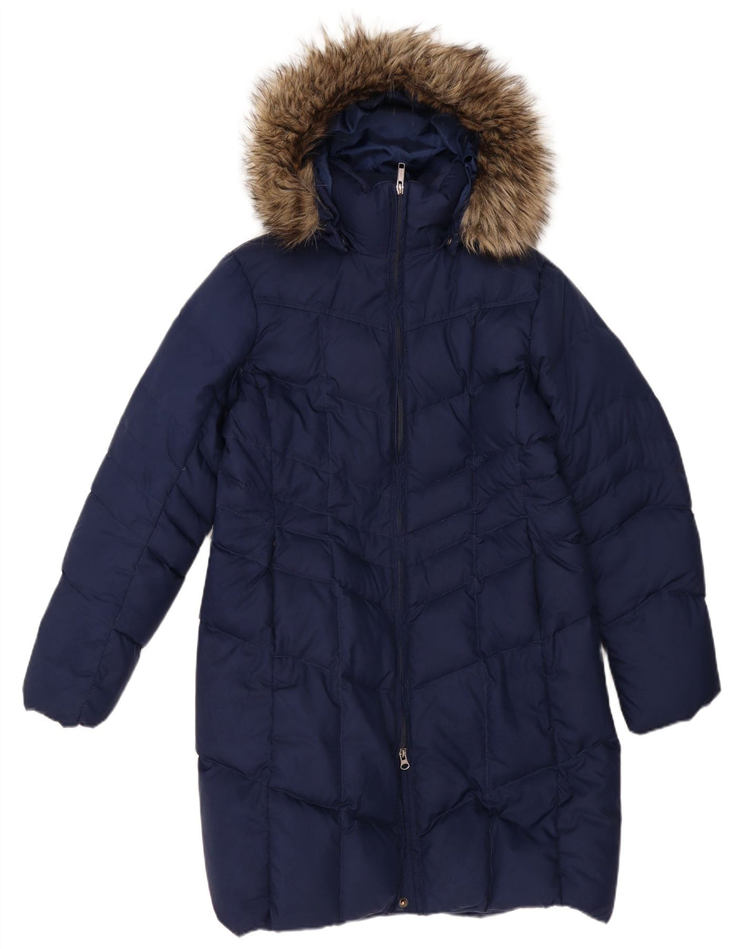 Lands End Dame Hooded Polstret Frakke UK 14 Medium Navy Blue Polyester