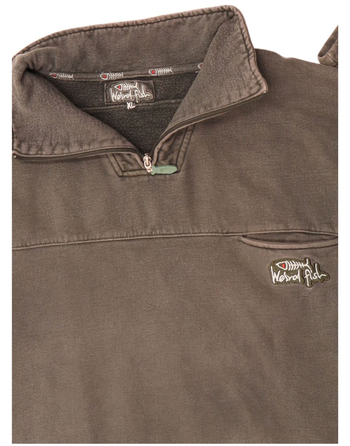 WEIRD FISH Sweatshirt med lynlås til mænd XL Grå bomuld